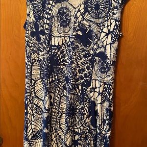 Tory Burch Baltic Sea blue and ivory dress